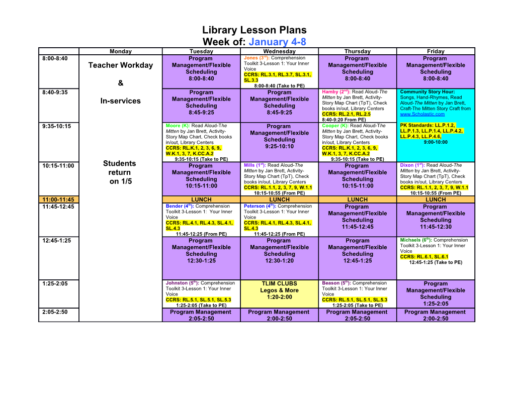 Library Lesson Plans