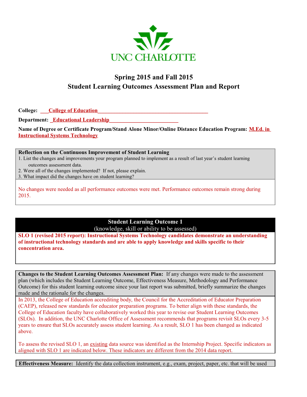 Student Learning Outcomes Assessment Plan and Report s2