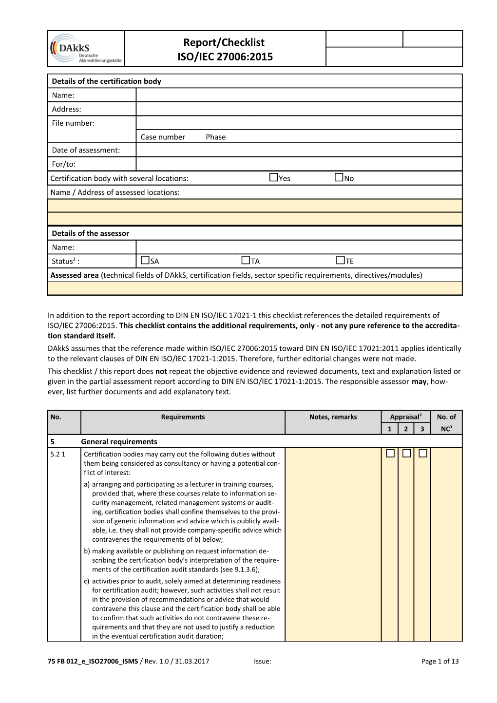 Checkliste Zur DIN EN ISO/IEC 17025