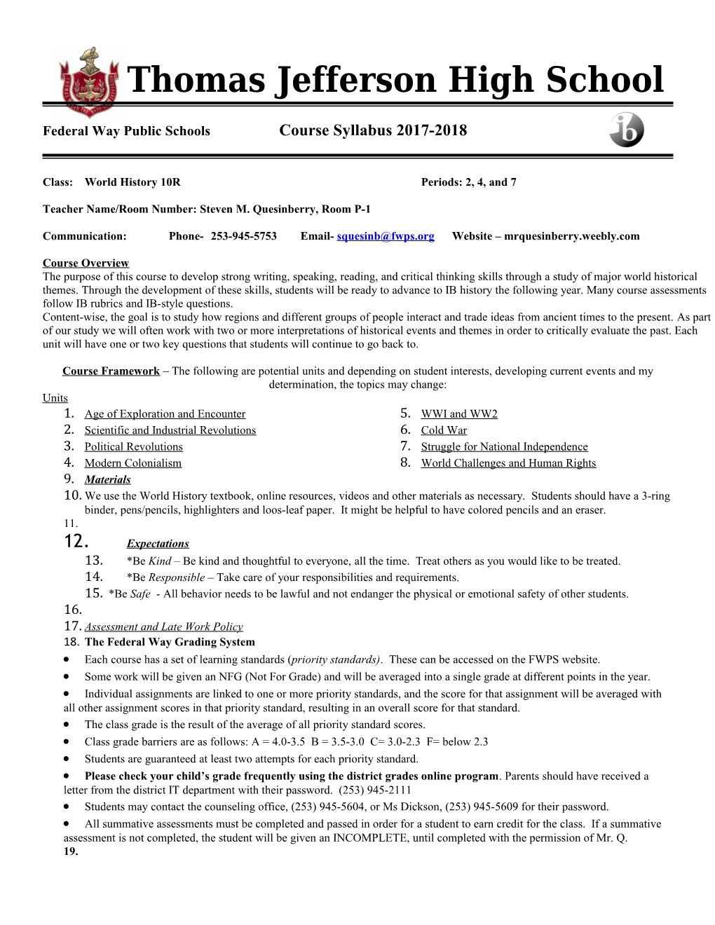 Federal Way Public Schools Course Syllabus2017-2018