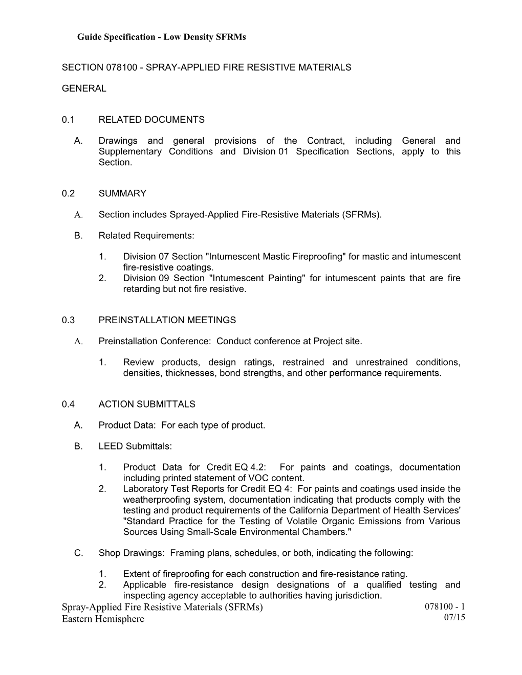 Section 078100 - Applied Fireproofing s1