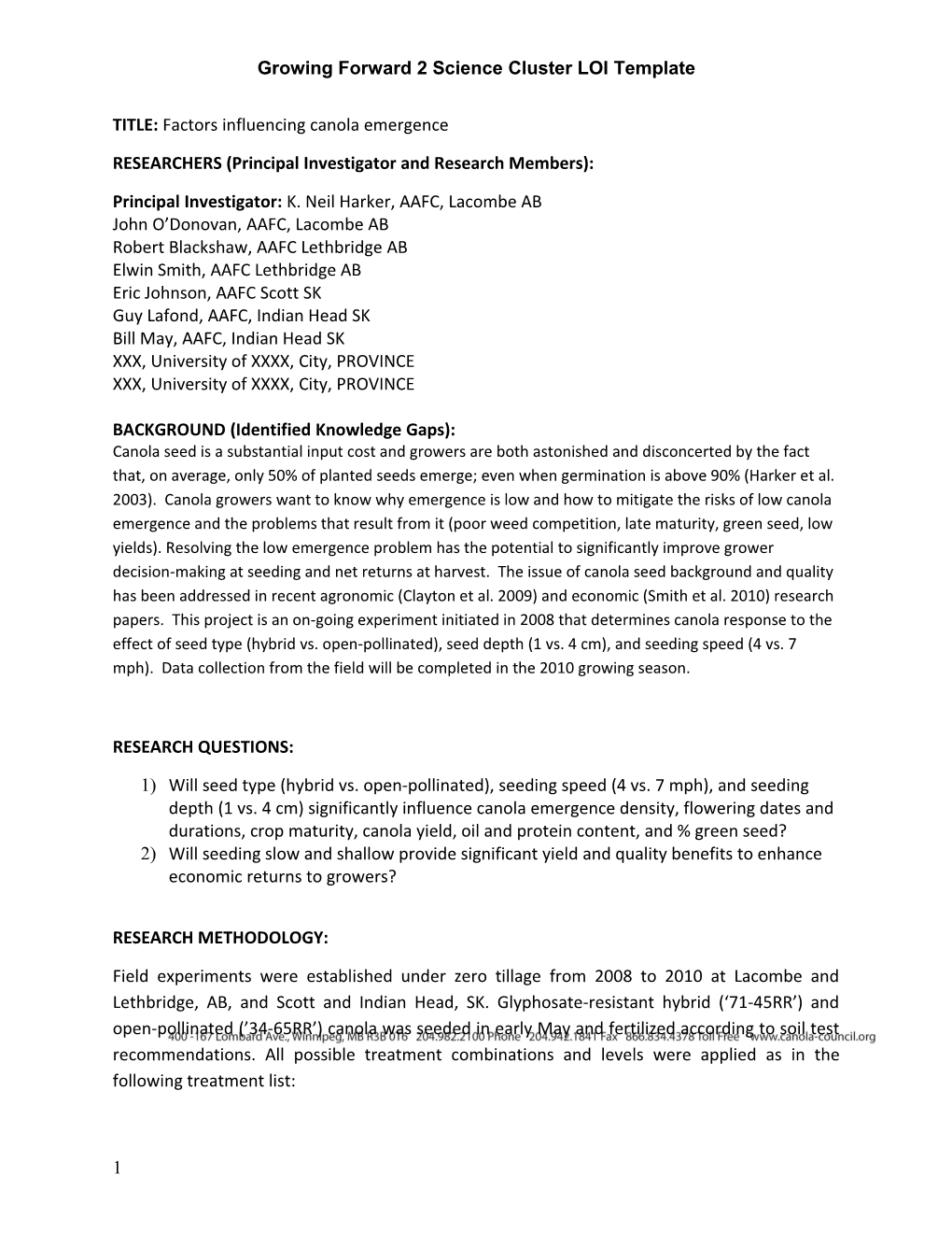 Growing Forward 2 Science Cluster LOI Template
