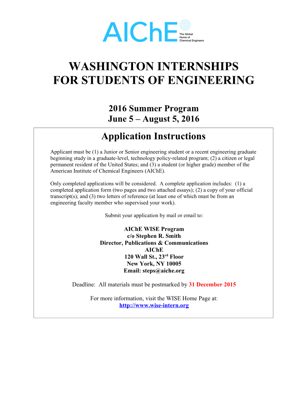 Washington Internships for Students of Engineering