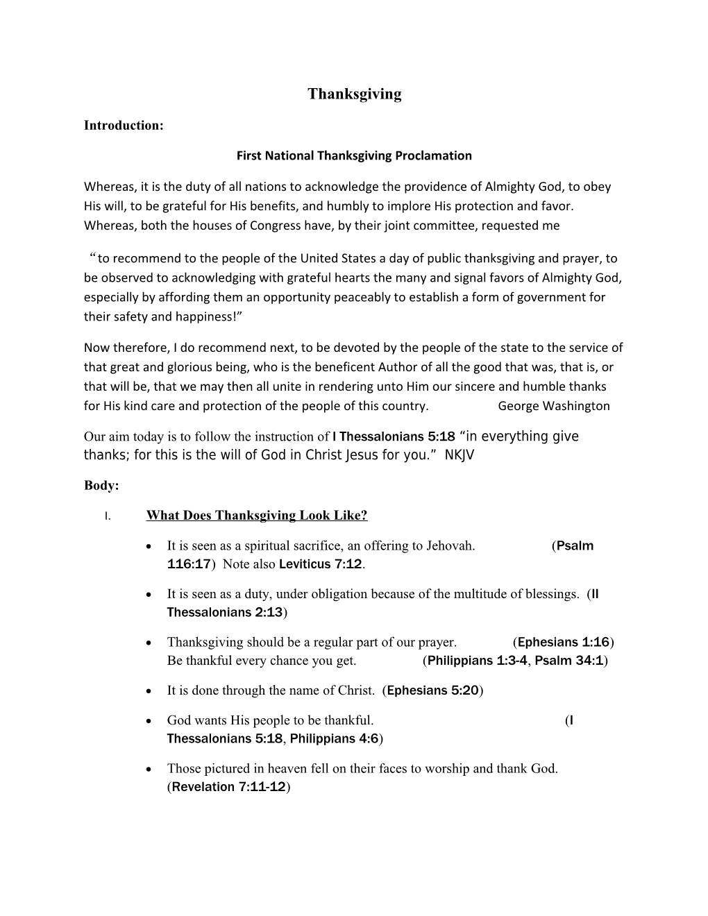 First National Thanksgiving Proclamation
