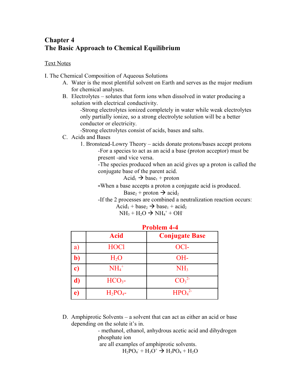 The Basic Approach to Chemical Equilibrium