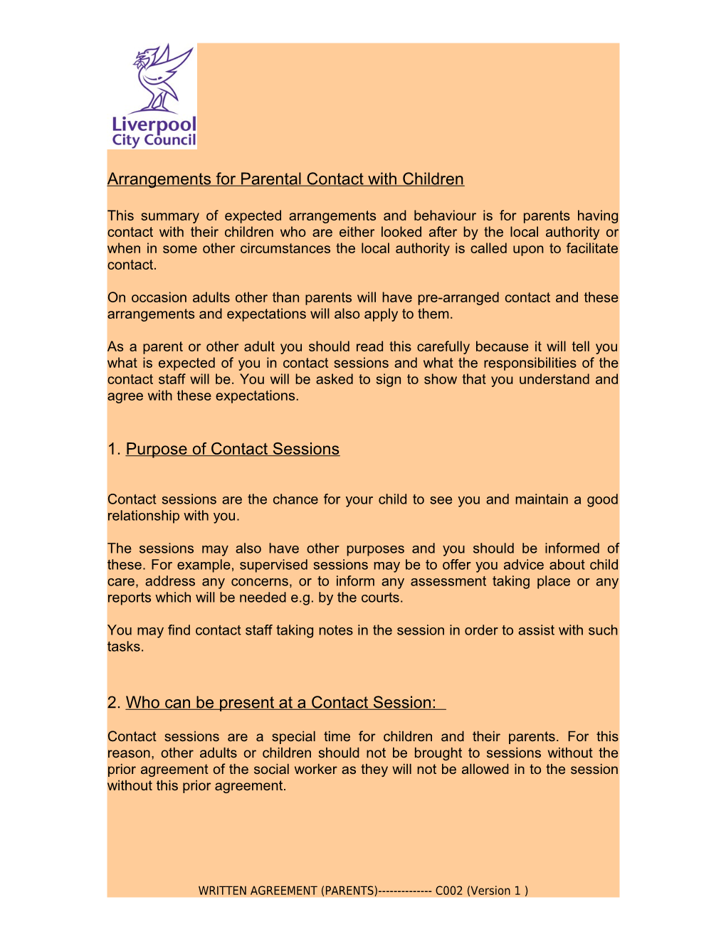 Arrangements Forparental Contact with Children