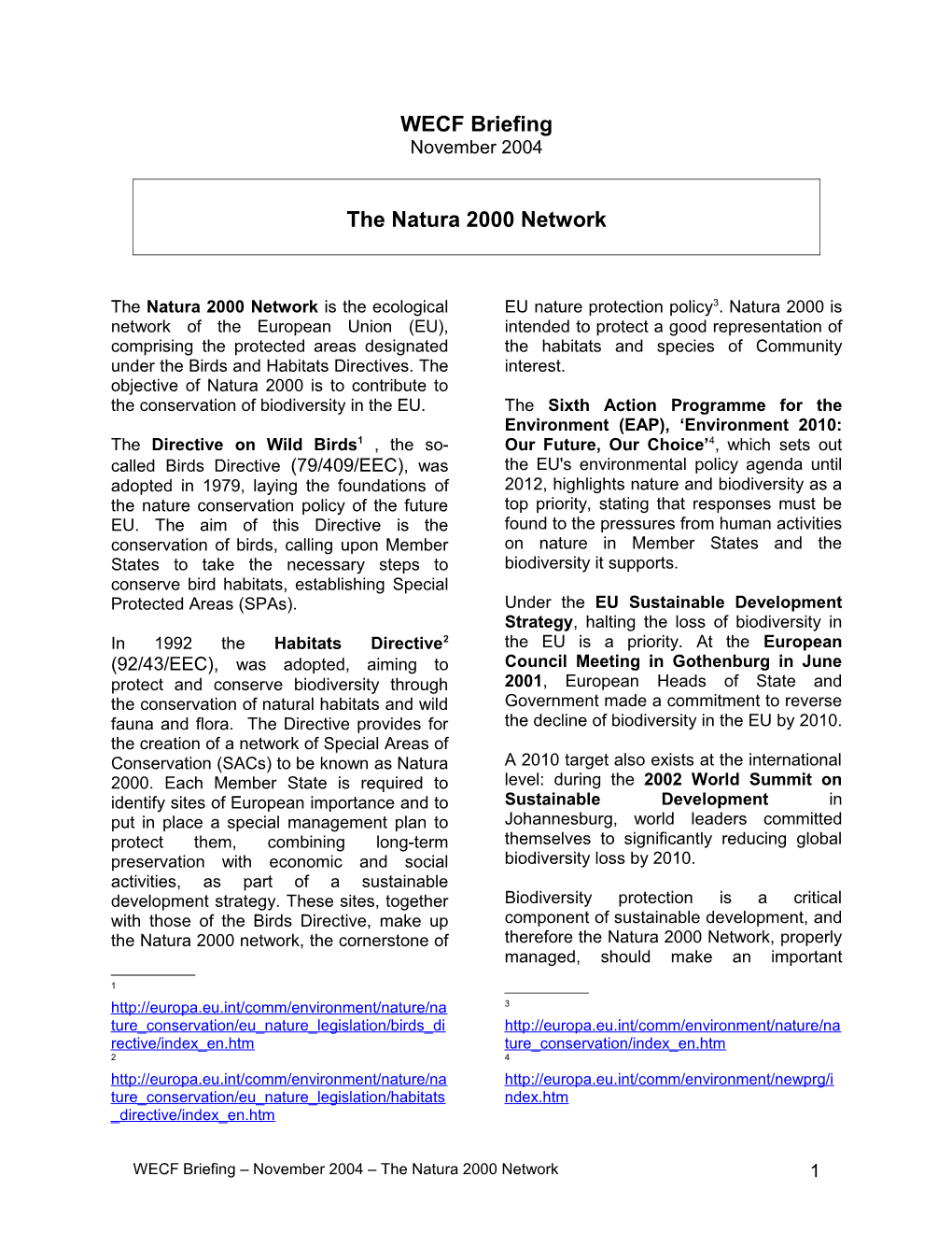 The Natura 2000 Network