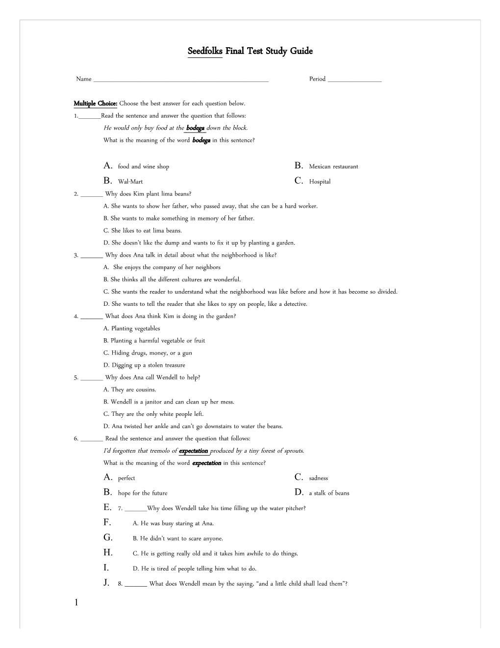 Seedfolksfinal Test Study Guide