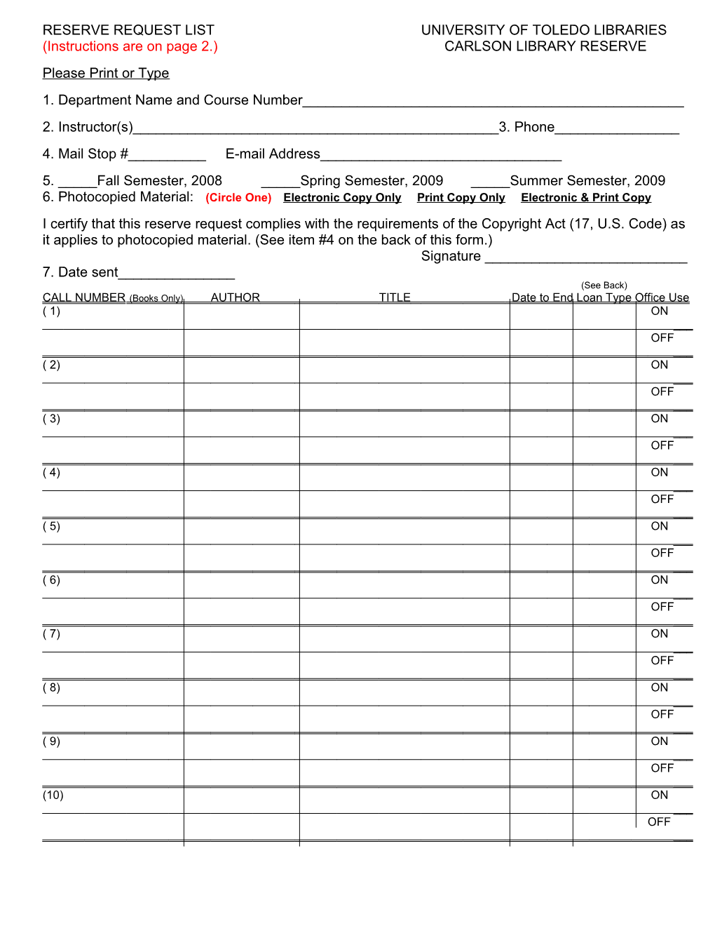 How to Put Materials on Reserve for Your Class