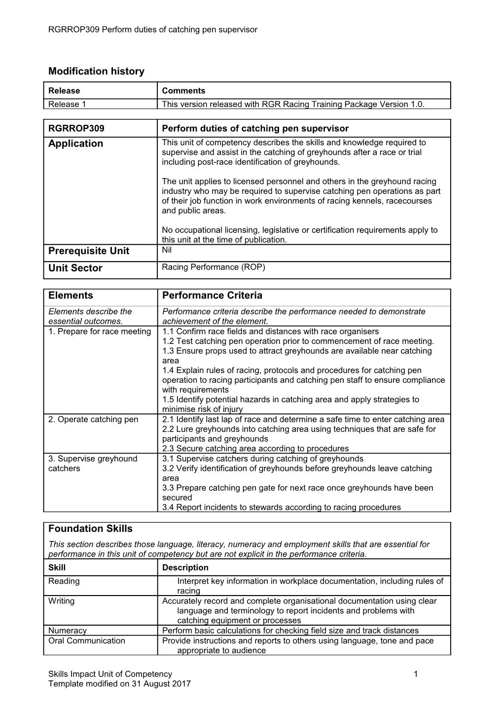 Skills Impact Unit of Competency Template s2
