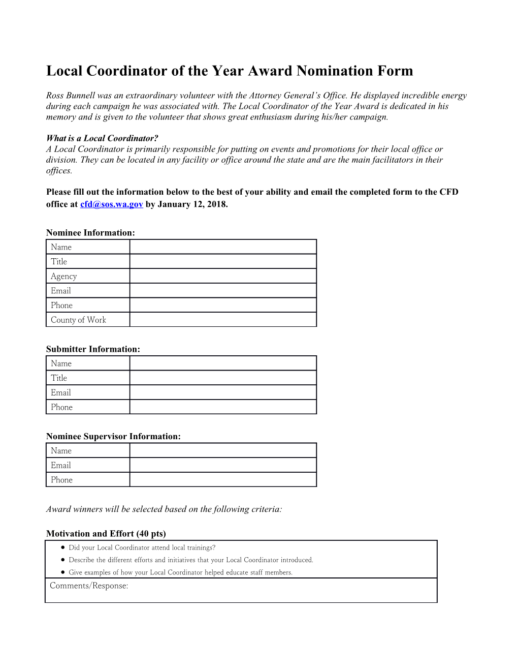 Local Coordinator of the Year Award Nomination Form