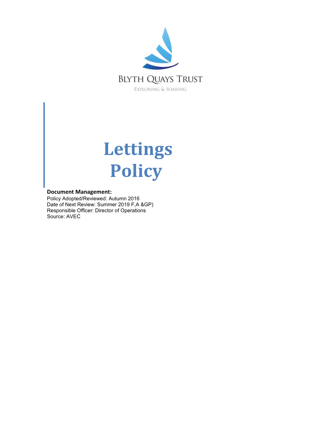 Primary School Lettings Policy