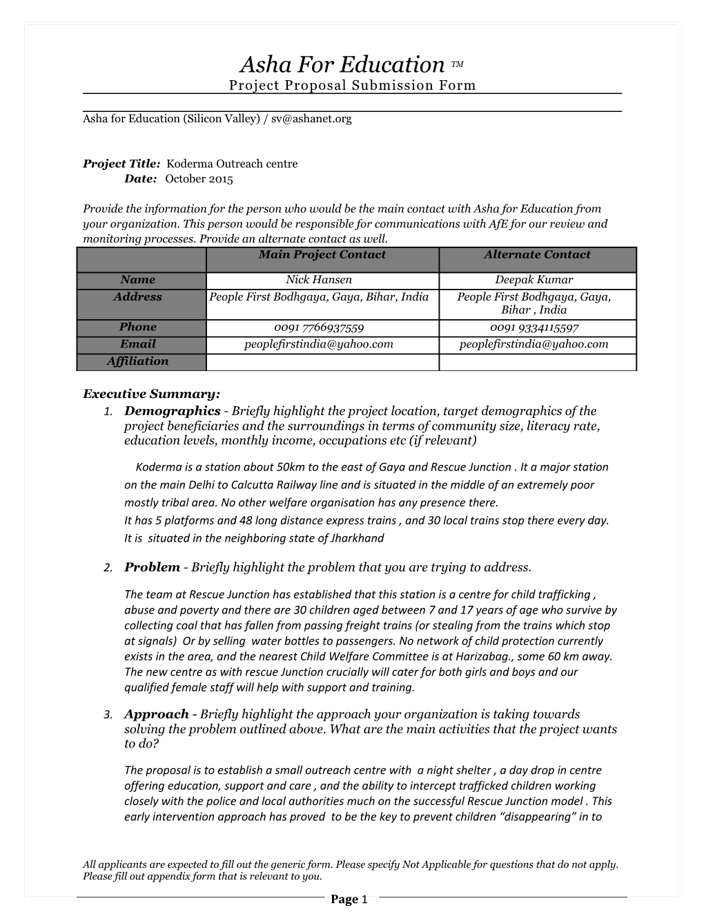 Asha for Education Proposal