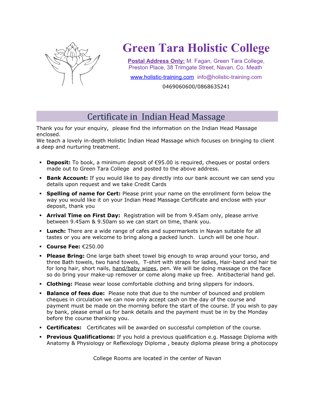 Certificate in Indian Head Massage