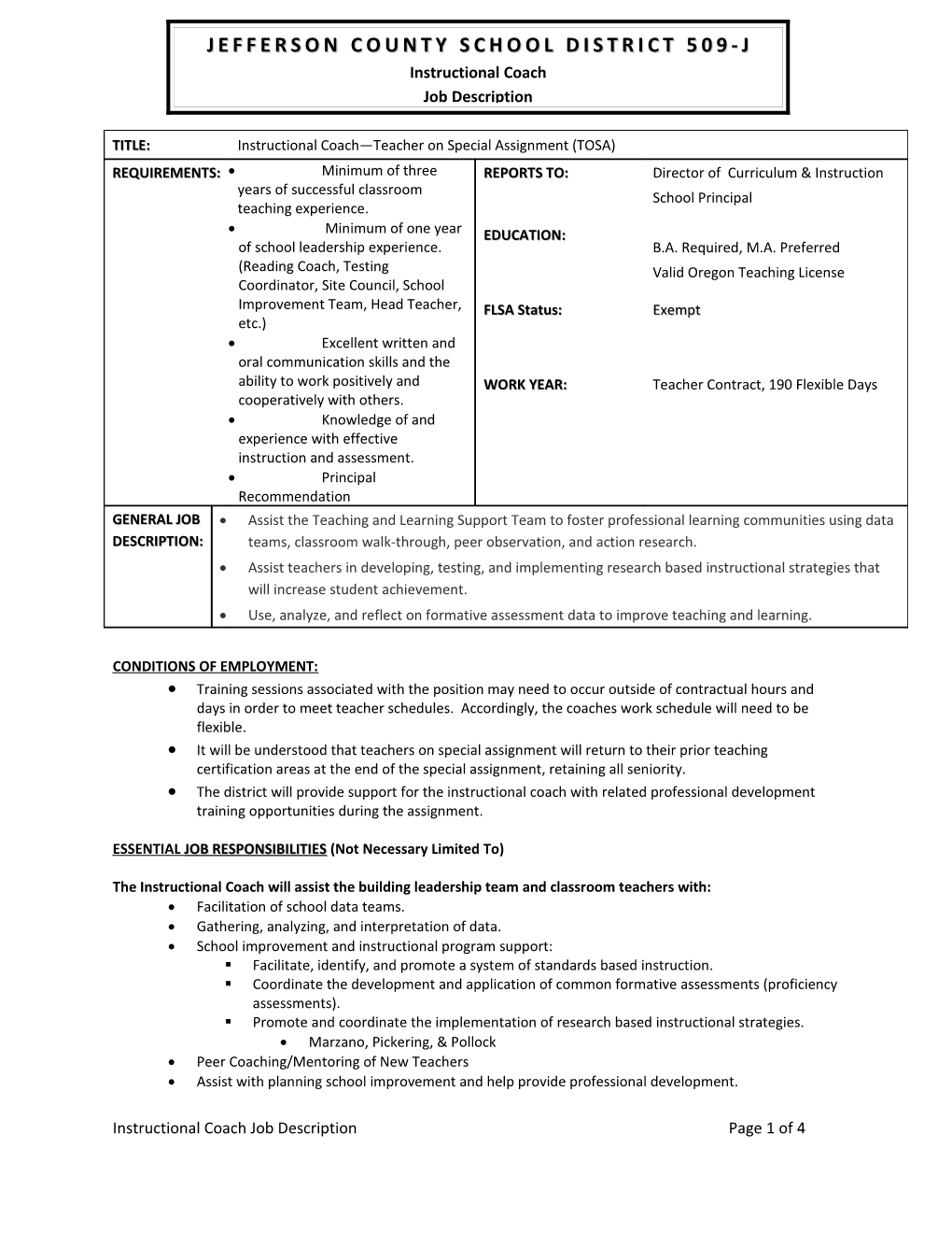 Conditions of Employment