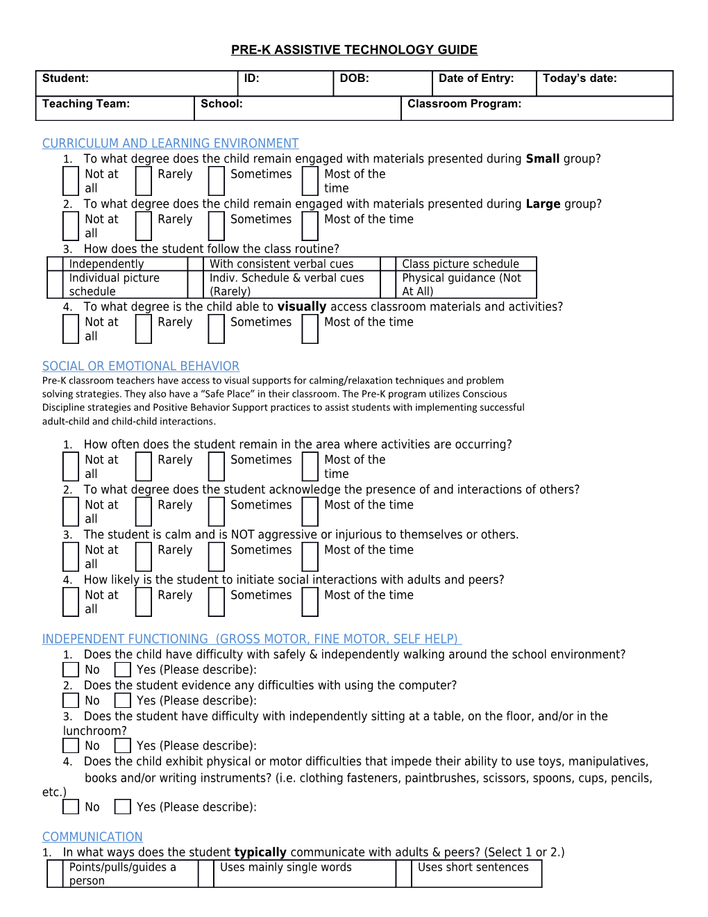 Pre-K Assistive Technology Guide