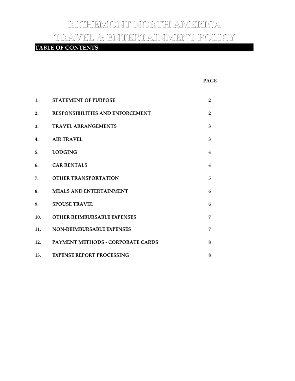 Richemont North America Travel Policy - April 03