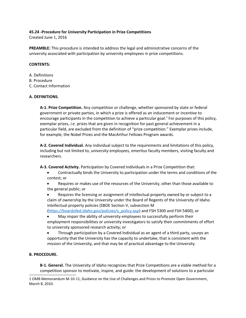 45.24-Procedure for University Participation in Prize Competitions