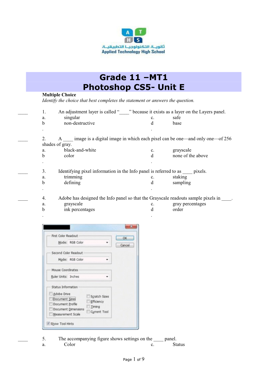 System-Wide Exam Paper Format