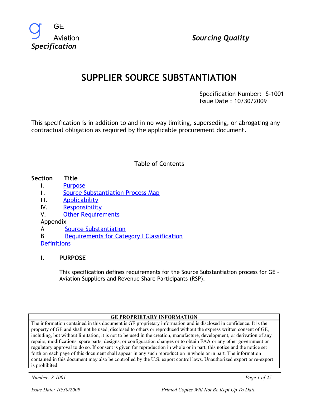 Aviation Sourcing Quality Specification