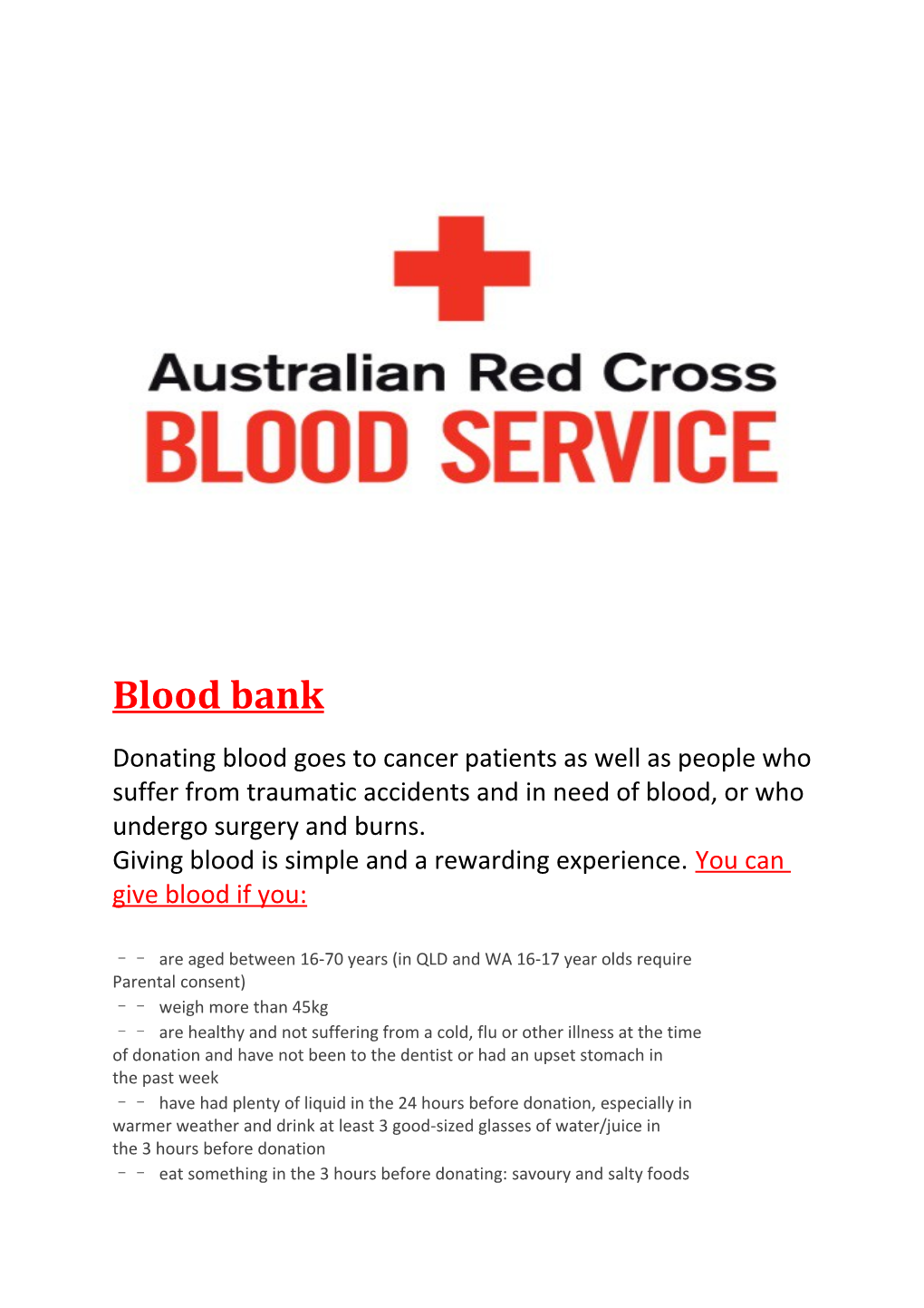 Giving Blood Is Simple and a Rewarding Experience. You Can Give Blood If You