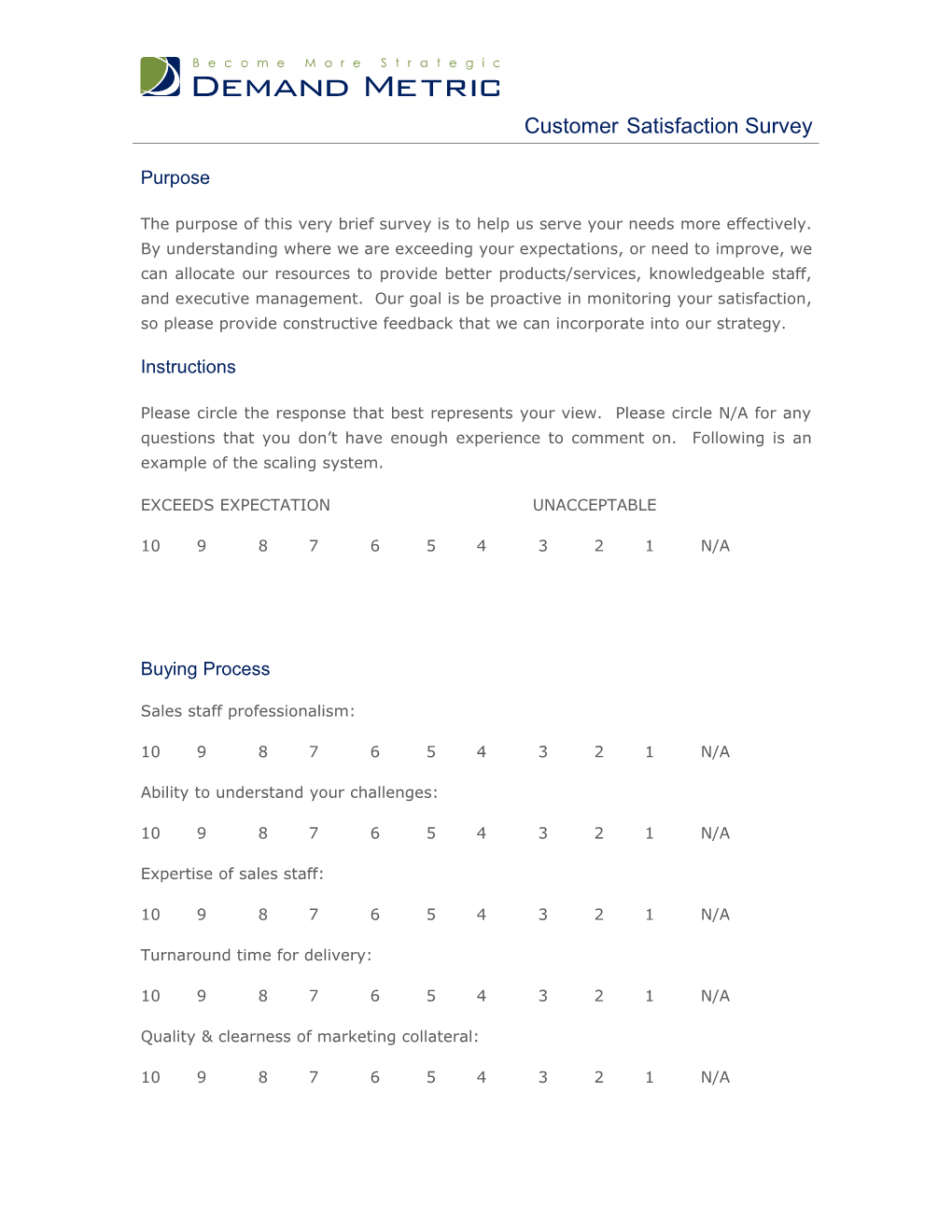 Customer Satisfaction Survey Template