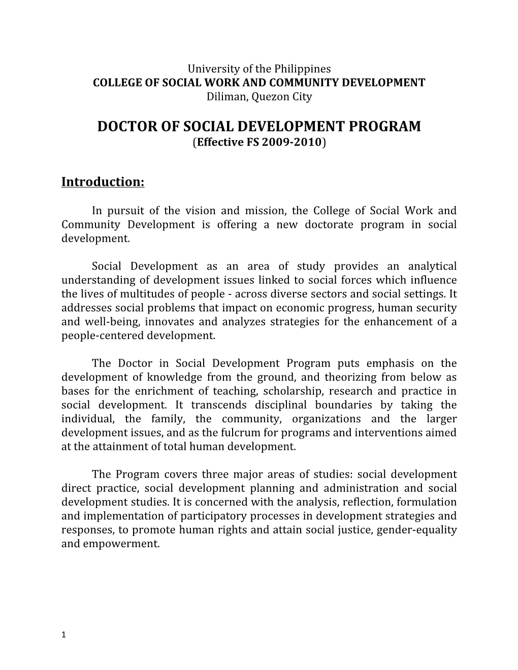 College of Social Work and Community Development