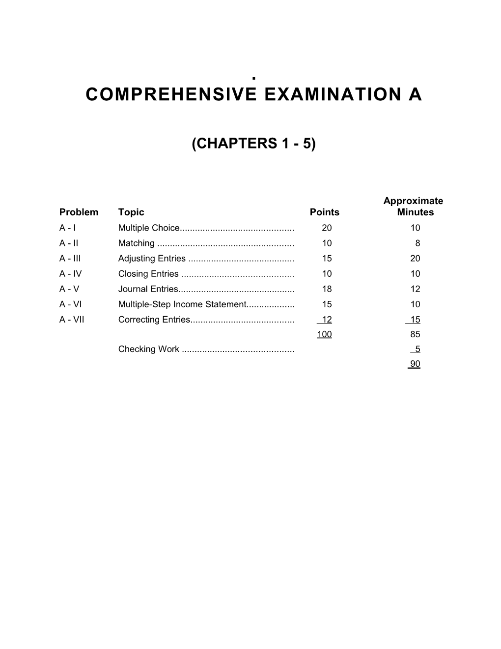 Comprehensive Examination A