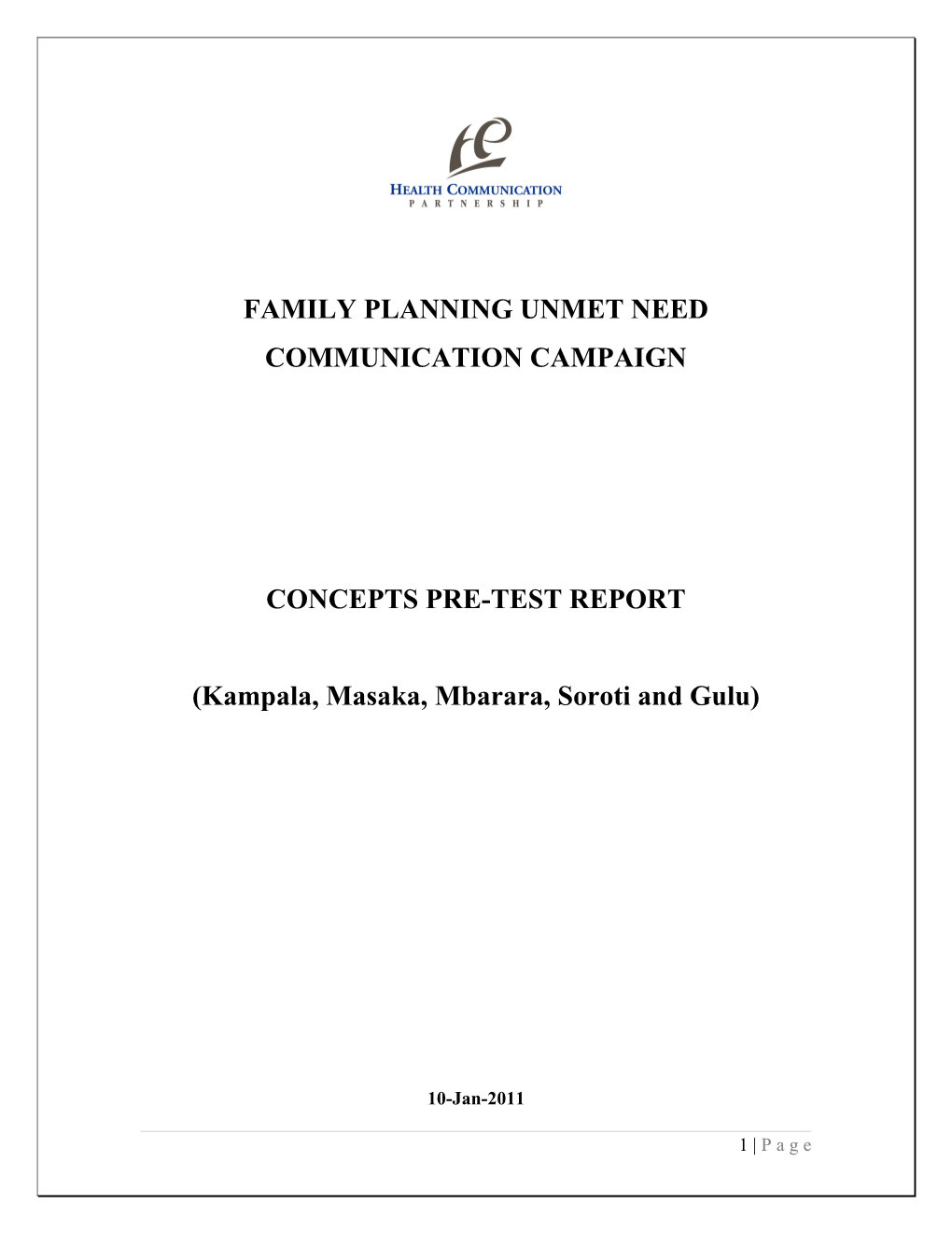 Family Planning Unmet Need Communication Campaign