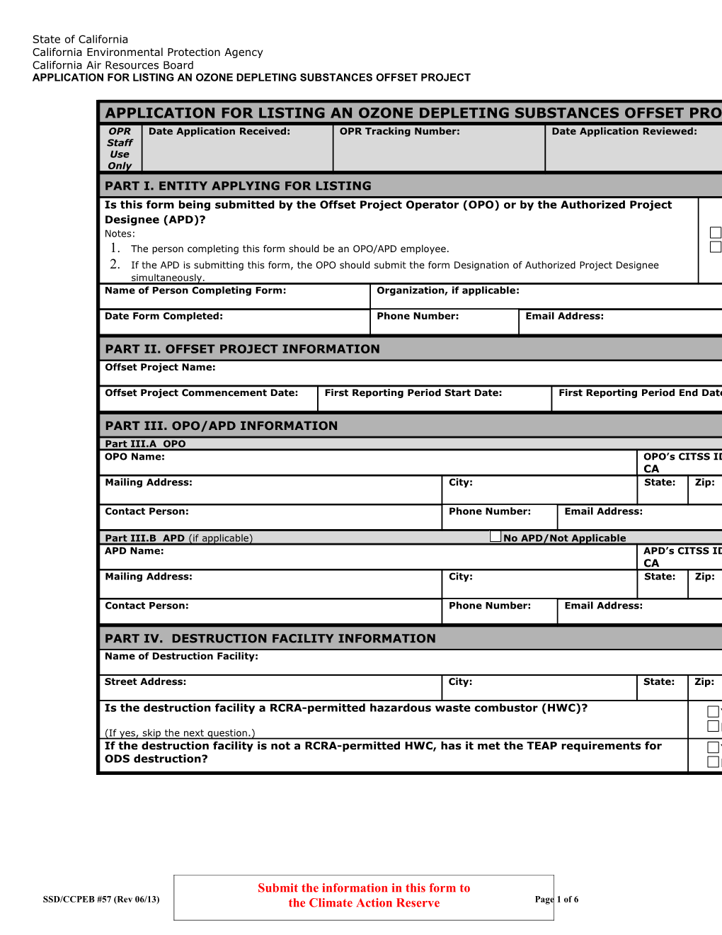 Background for Application of Listing an Ozone Depleting Substances Offset Project