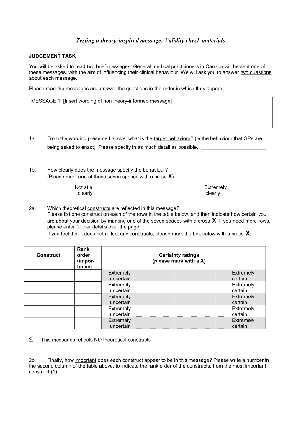 APPENDIX: Validity Check Materials