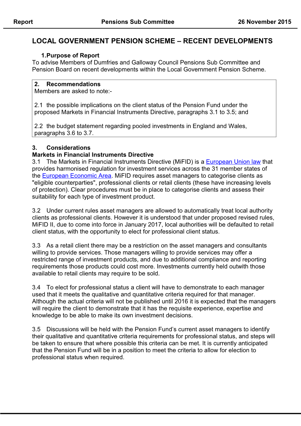 Committee Report to 13 May 2008