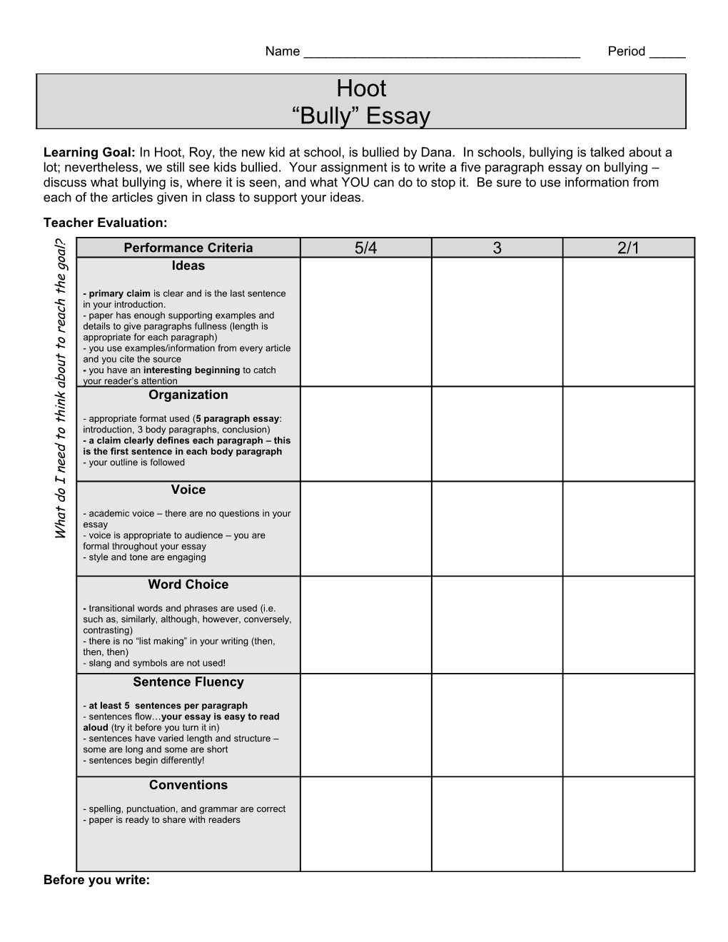 Self-Evaluation: How Does You Work Compare to the Goal?