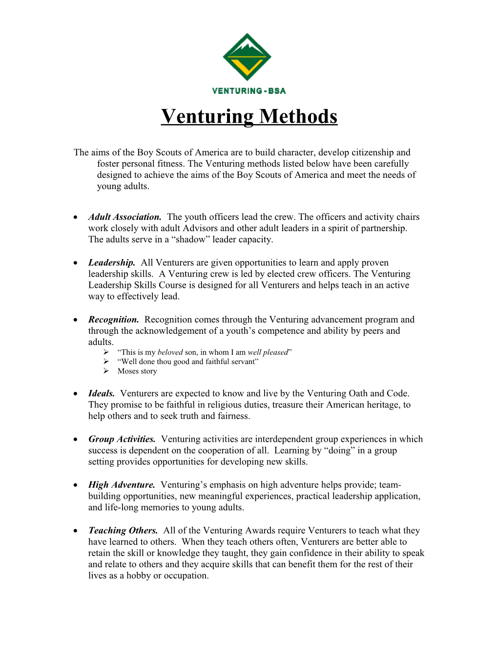 Venturing Methods