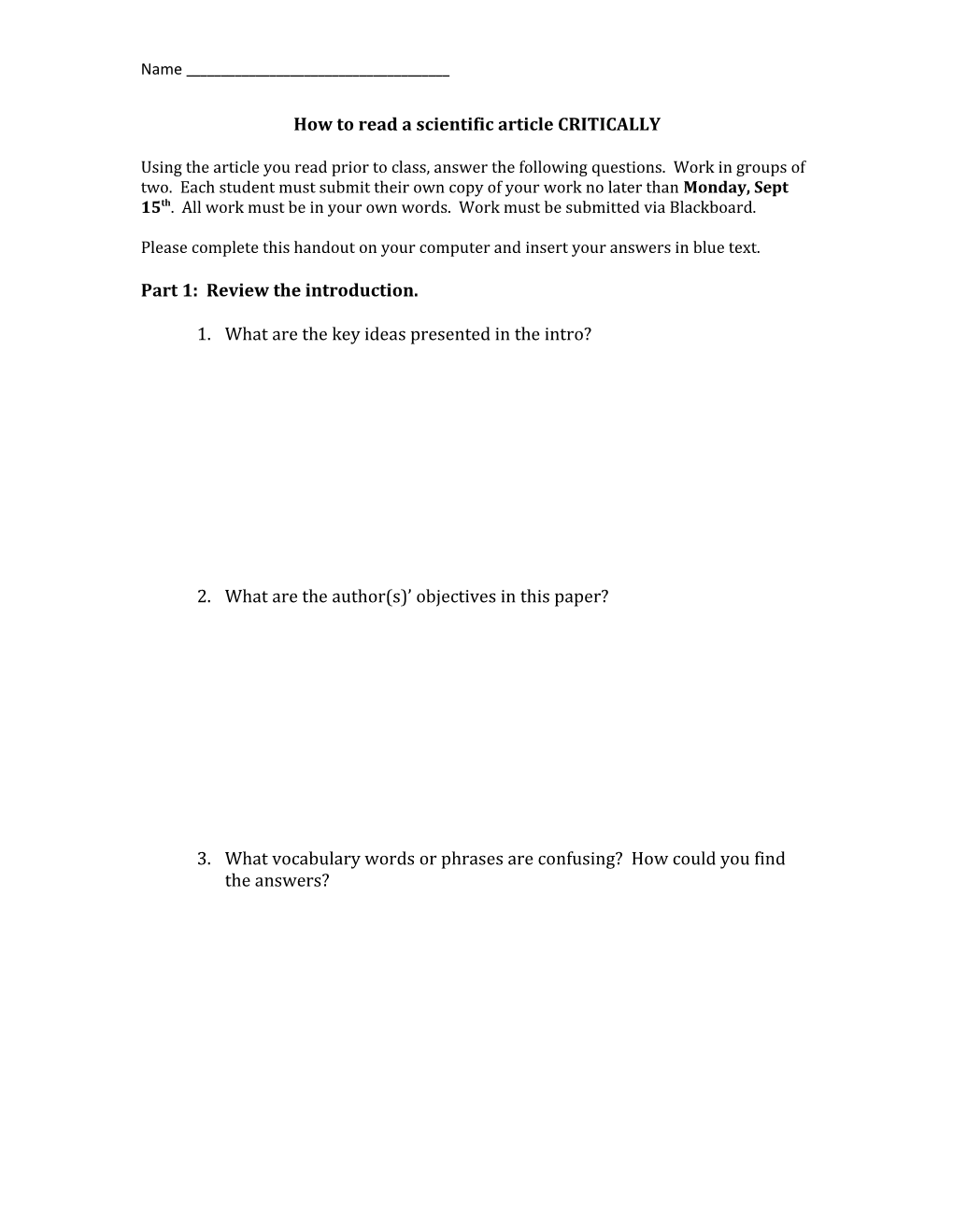 How to Read a Scientific Article CRITICALLY