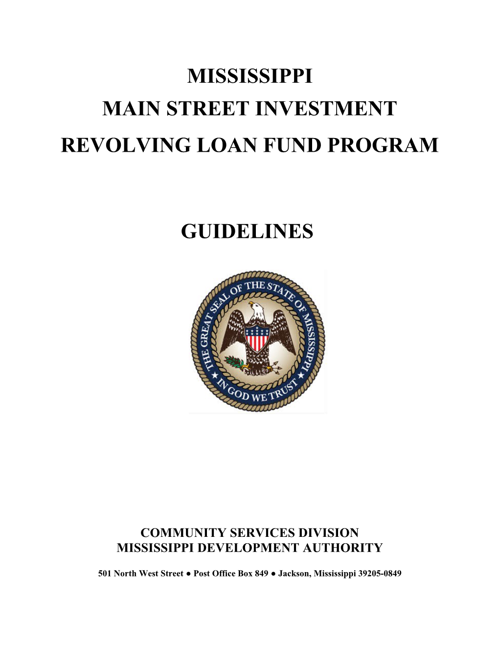 Main Street Investment Revolving Loan Fund Program