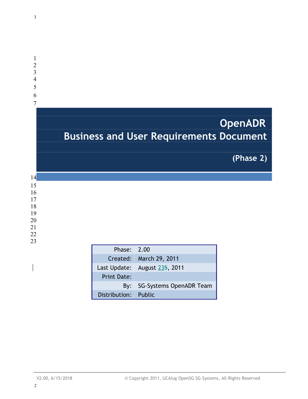 Openadr Phase 2 Business and User Requirements