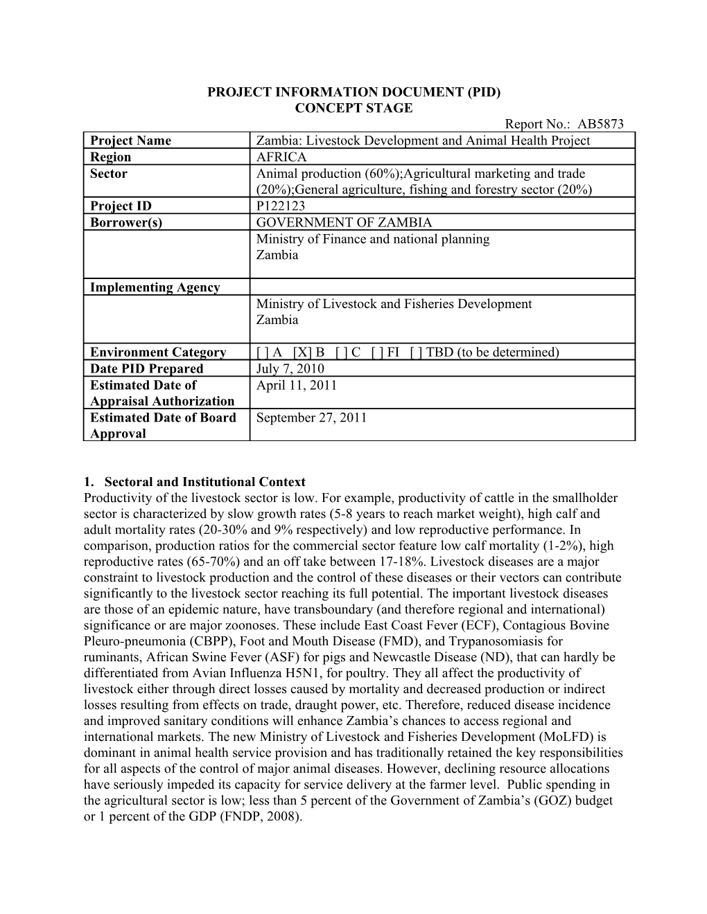 Project Information Document (Pid) s10