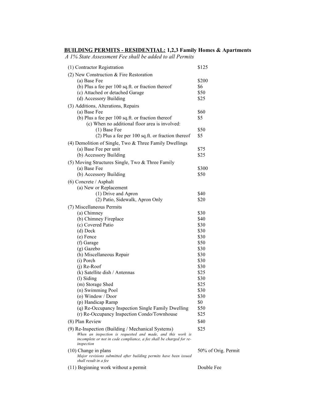 BUILDING PERMITS - RESIDENTIAL: 1,2,3 Family Homes & Apartments