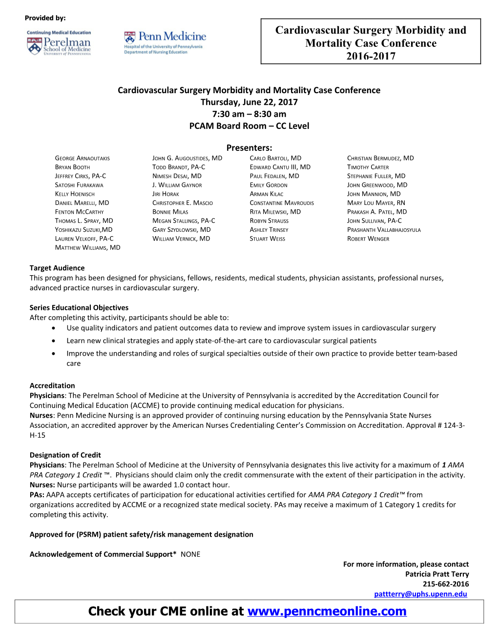 Cardiovascular Surgery Morbidity and Mortality Case Conference s1