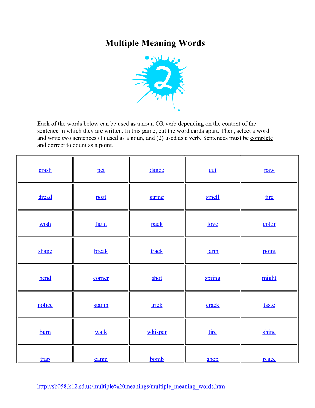 Multiple Meaning Words