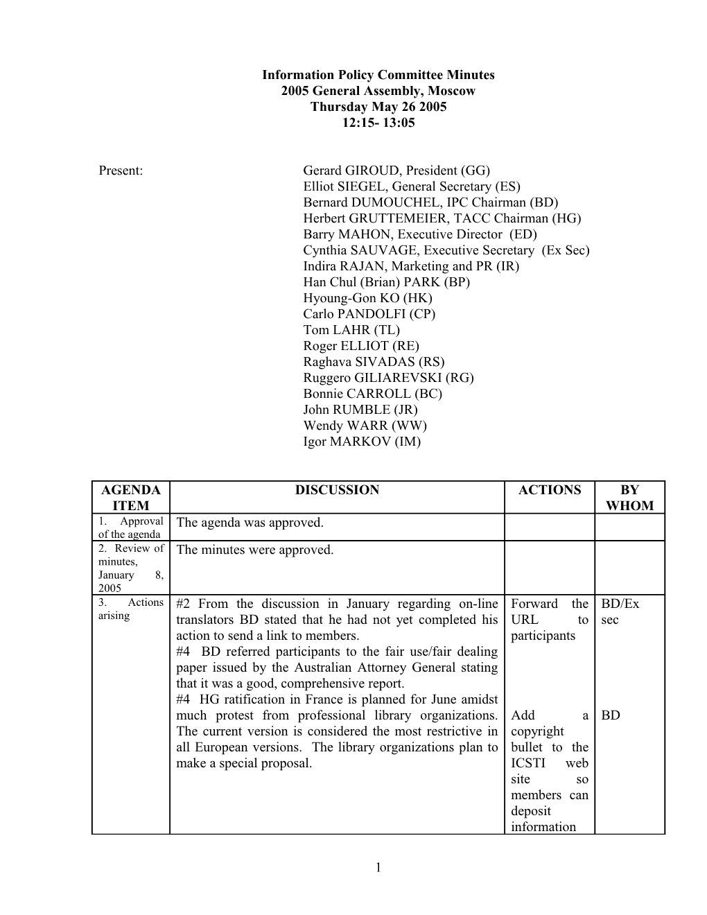 Information Policy Committee Minutes