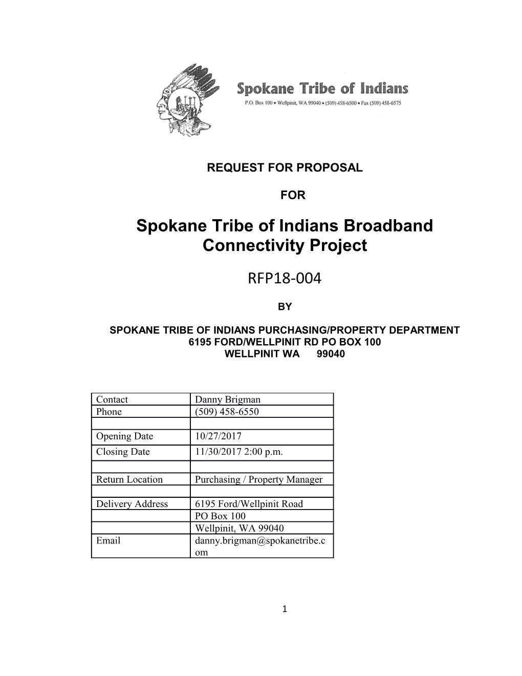 Spokane Tribe of Indians Broadband Connectivity Project