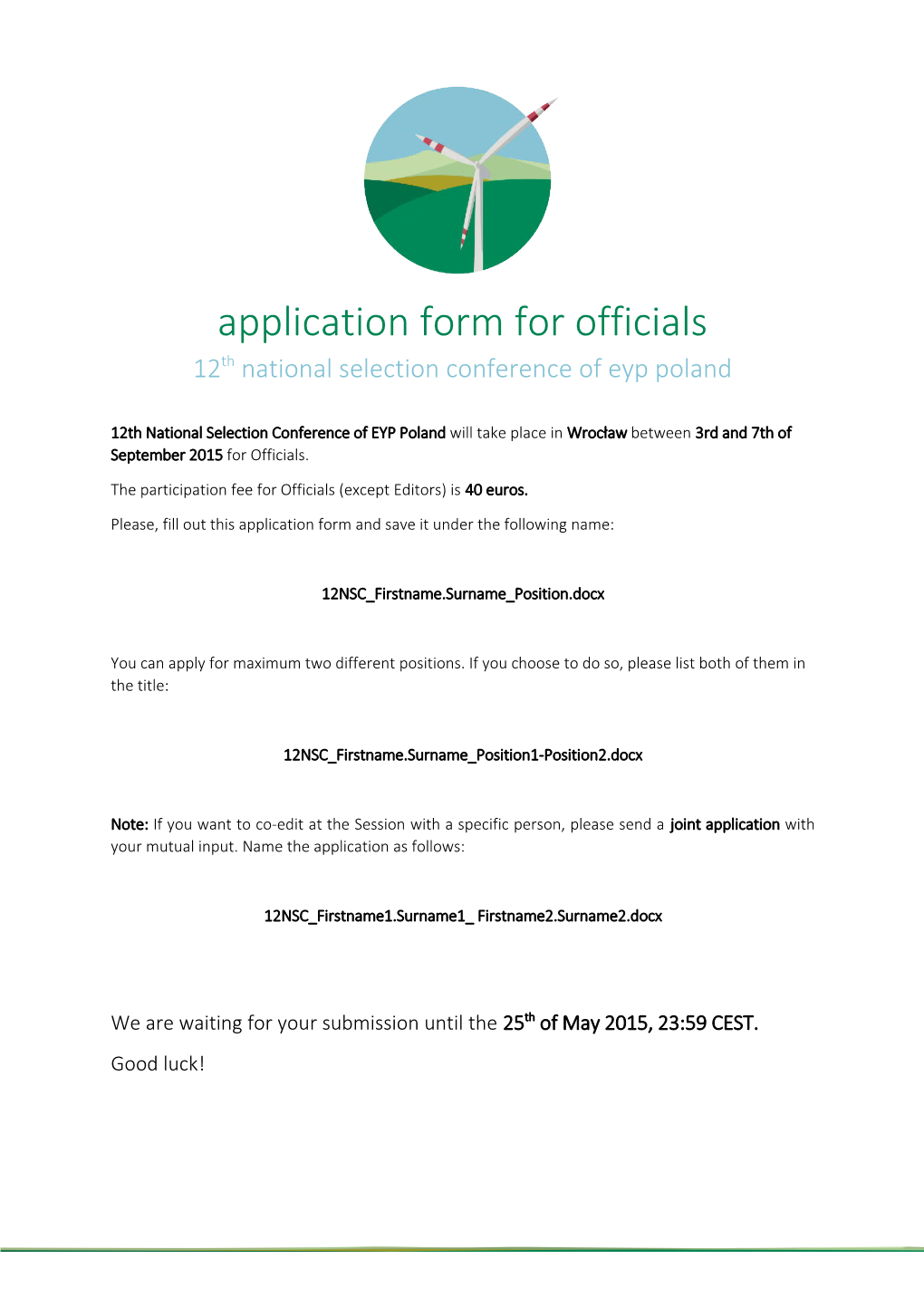 Application Form for Officials
