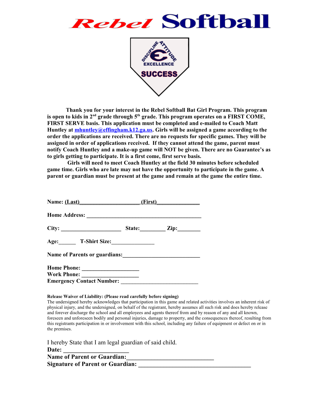 ECHS Summer Softball Camp