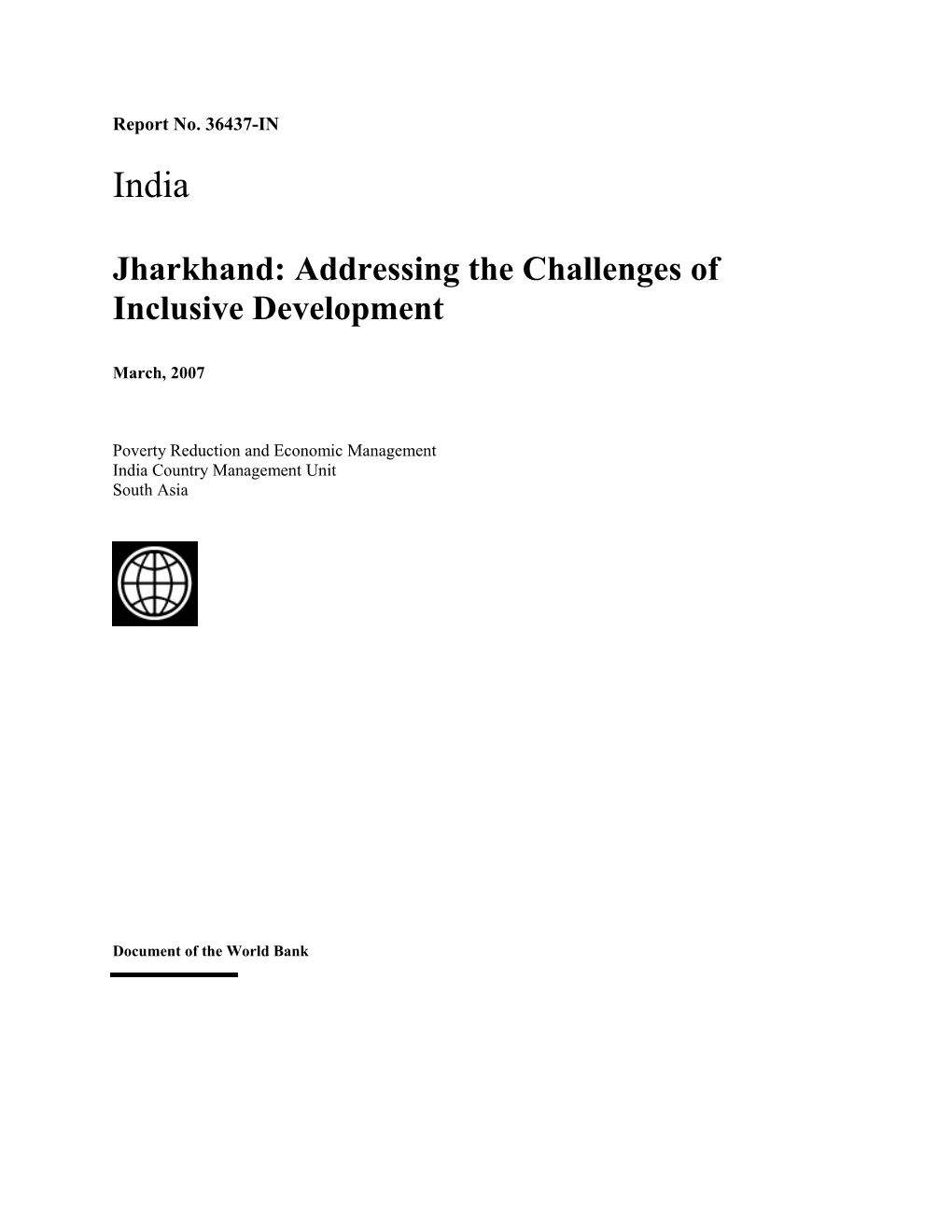 Jharkhand: Addressing the Challenges of Inclusive Development