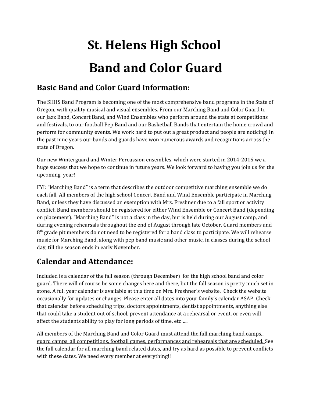 Band and Color Guard
