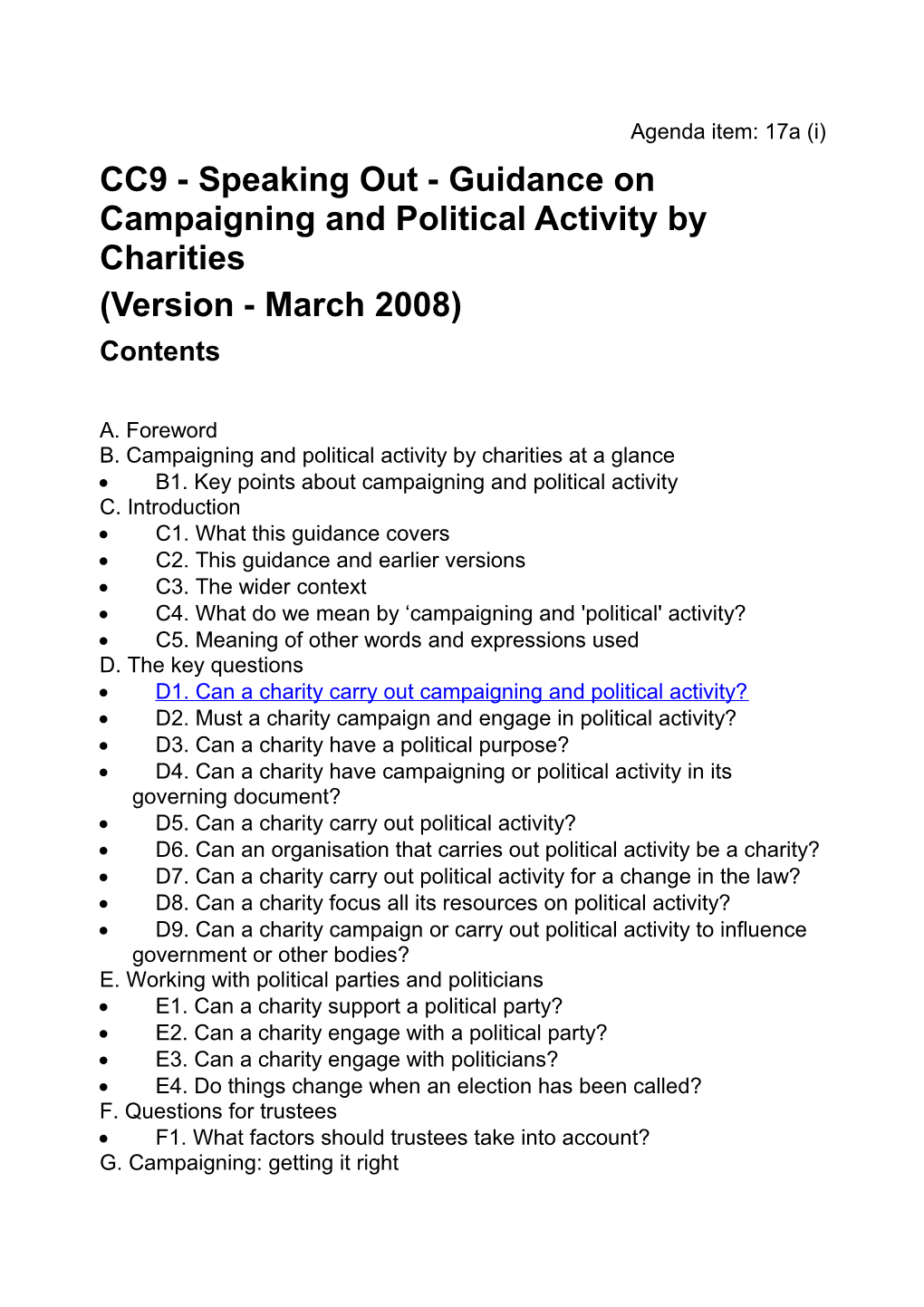 CC9 - Speaking out - Guidance on Campaigning and Political Activity by Charities