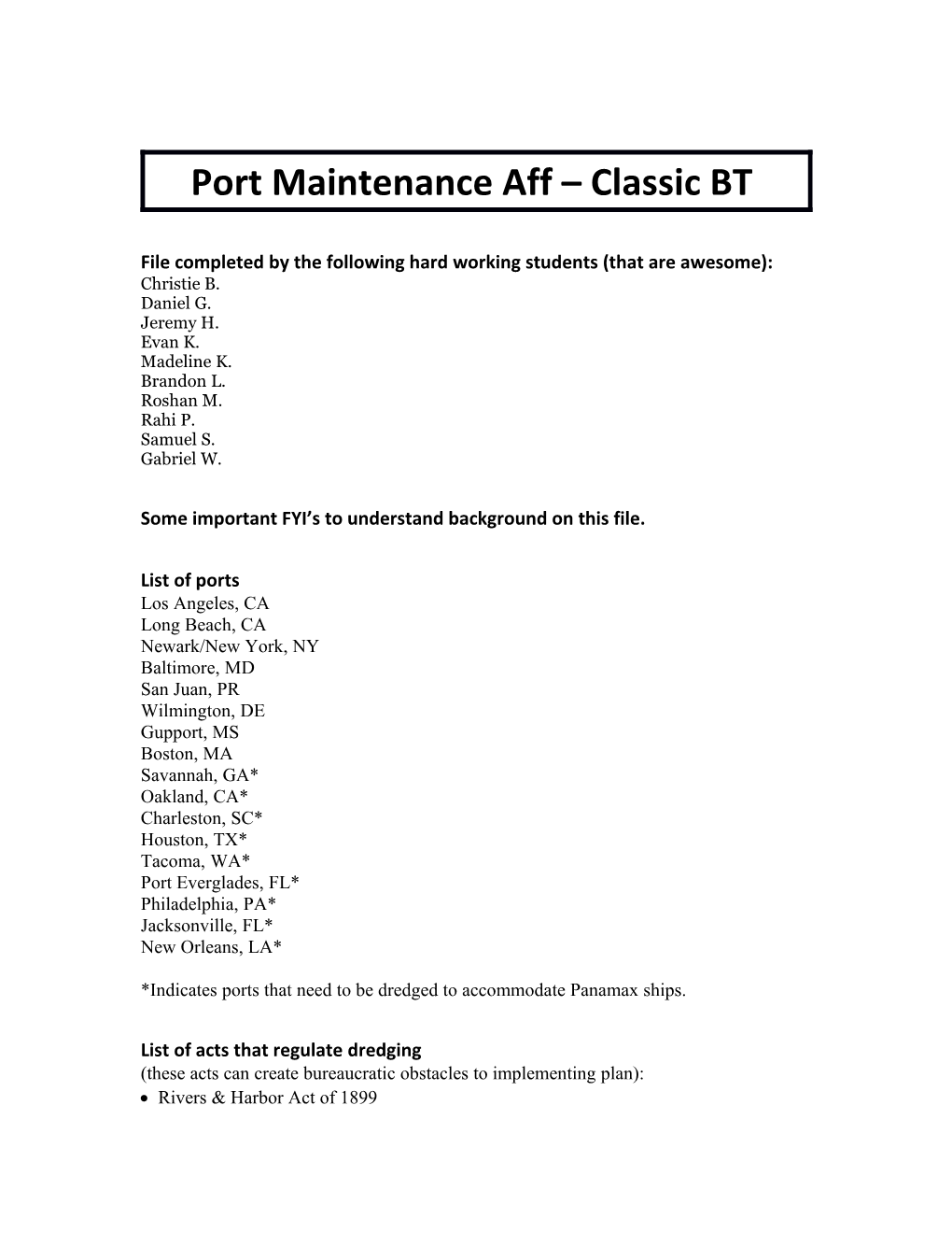 Port Maintenance Aff Classic BT