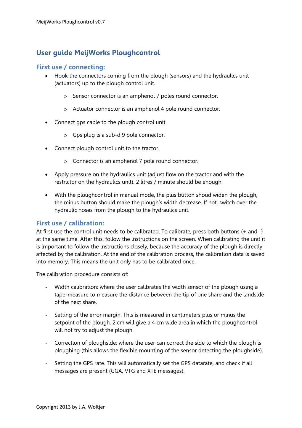 User Guide Meijworks Ploughcontrol